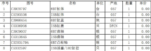 康明斯发动机配件